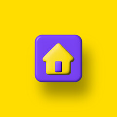 home icon on a blue background, 3d icon,