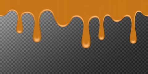 Seamless melted orange substance. Orange sticky liquid. Melted paint drips and flowing. Halloween melted toxic blob.