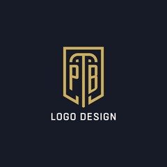 Initial PB shield logo luxury style, Creative company logo design