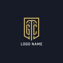 Initial GC shield logo luxury style, Creative company logo design