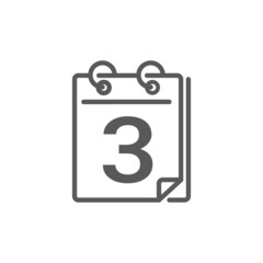 vector illustration of daily calendar icon, torn calendar, 3rd date calendar, flat design.