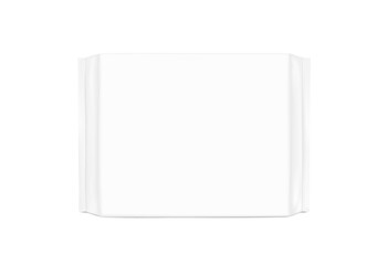 Hight realistic square flow packaging mockup. Vector illustration isolated on white background. Possibility for hygiene, food, cosmetic. EPS10.	