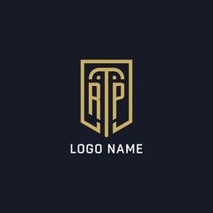 Initial RP shield logo luxury style, Creative company logo design