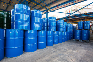 Oil barrels green or chemical drums vertical