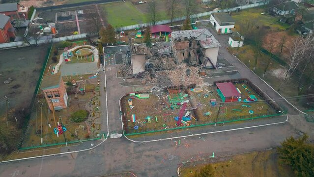 Destruction war ukraine explosion ruin conflict country village