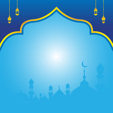 Simple Blue Islamic Background Element Design Vector