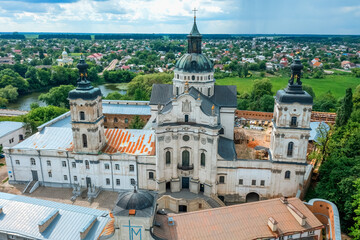 Aerial view of the Barefoot Carmelite Monastery. Berdichev, Ukraine - obrazy, fototapety, plakaty