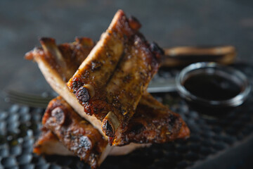 Fried pork ribs with sauce