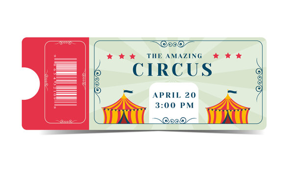 Circus ticket with circus tent. Amazing Circus