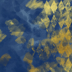 Blue and gold leather aged texture. Scrapbook retro background