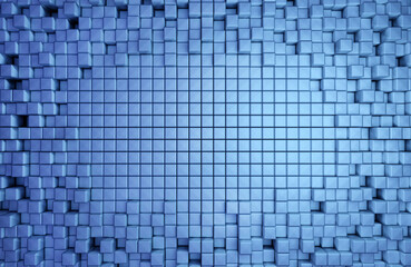 3D rendering dynamic cubes abstract background with space for text, business, science, technology concept illustration.