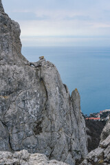 View of Laspi Bay from Delikli-Burun Finger rock. Crimea