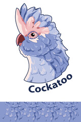 Cockatoo parrot head of wild animal in nature with a print texture of feathers