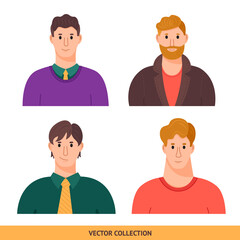 Portraits of various men, different men - vector set. Vector illustration in flat style, profile picture, avatar