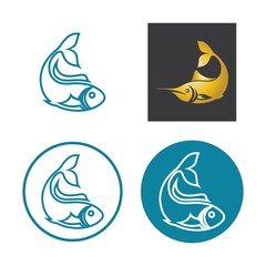 fish logo template design icon illustration vector