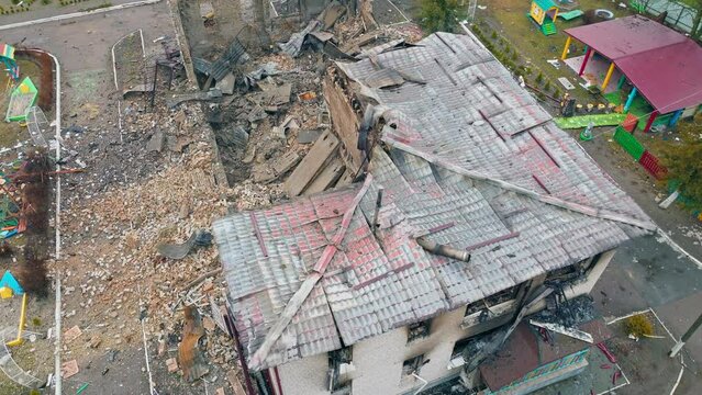 Destruction war ukraine explosion ruin conflict country village