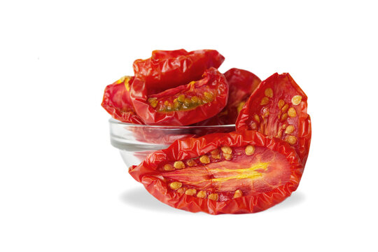 Sundried or dried tomato halves. Clipping paths, shadowless