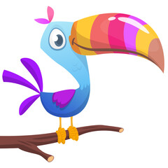 Toucan cartoon. Vector toucan bird. Exotic colorful bird illustration © drawkman