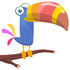 Toucan cartoon. Vector toucan bird. Exotic colorful bird illustration © drawkman