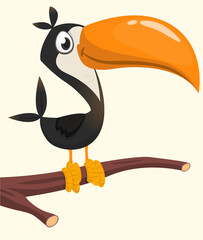 Toucan cartoon. Vector toucan bird. Exotic colorful bird illustration © drawkman