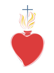 Vector illustration of the Sacred Heart of Jesus. Colorful religious symbol, graphic design.