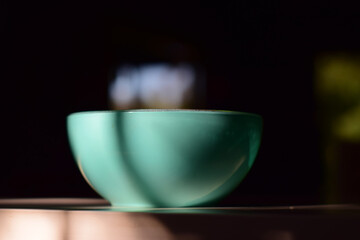 vasija adorno ceramica turquesa caramelera vidrio tazon sopa beber
