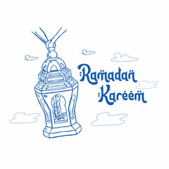 ramadan kareem with lantern hand drawn style