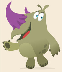 Cartoon rhino. Vector illustration of funny rhinoceros