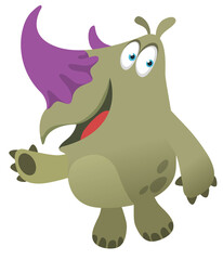 Cartoon rhino. Vector illustration of funny rhinoceros