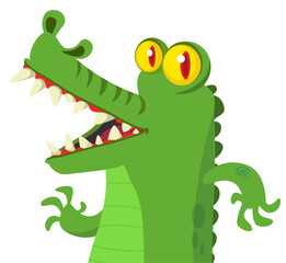  Cartoon crocodile character. Vector illustration isolated on white