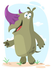 Cartoon rhino. Vector illustration of funny rhinoceros
