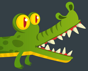  Cartoon crocodile character. Vector illustration isolated on white