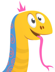 Cartoon funny snake. Vector illustration isolated