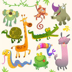 Obraz na płótnie Canvas Cartoon animals set vector illustration.