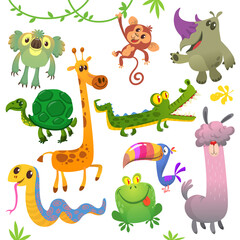 Cartoon animals set vector illustration.