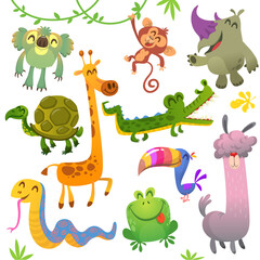 Naklejka premium Cartoon animals set vector illustration.