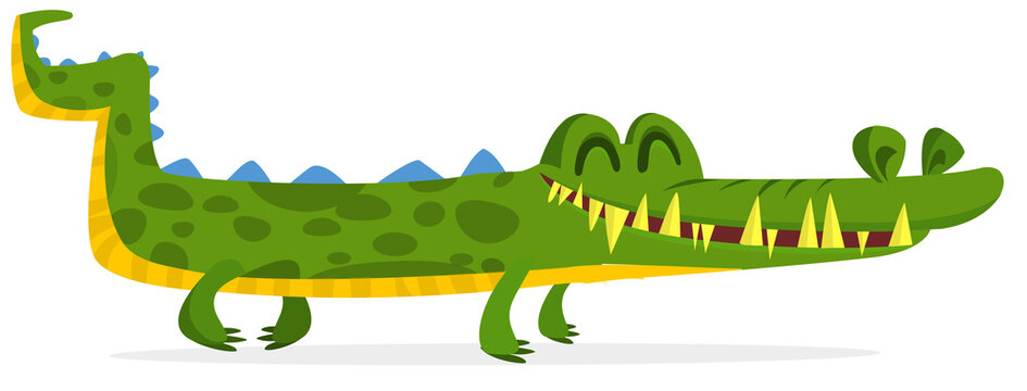  Cartoon crocodile character. Vector illustration isolated on white