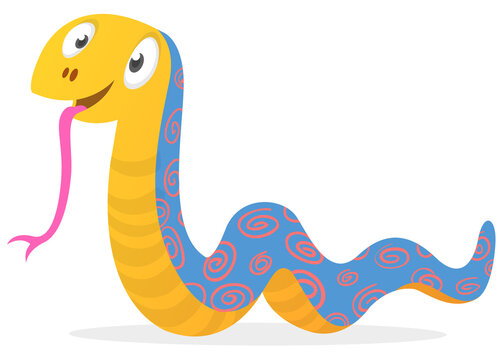Cartoon funny snake. Vector illustration isolated
