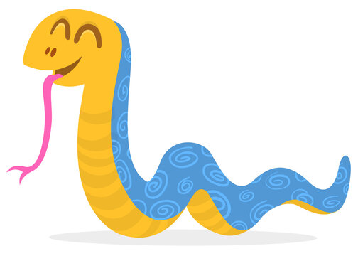 Cartoon funny snake. Vector illustration isolated