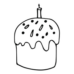 Paskha, kulich and Easter. Sketch scratch board imitation.