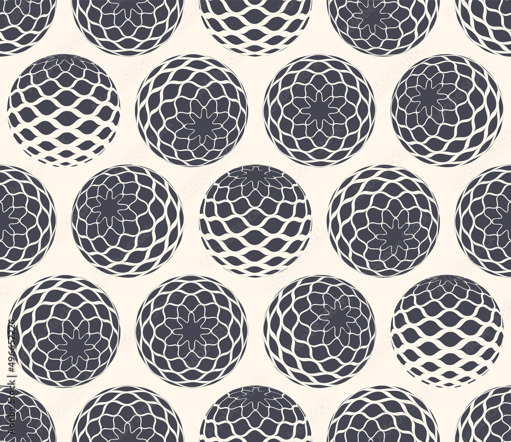 Poster scale patterned balls in different positions psychedelic art seamless abstract vector black white ba