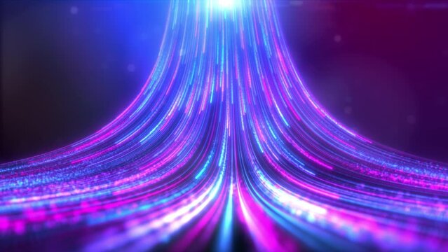 Seamless loop, Glow blue pink neon light trail explosion, Light flare beam effect.