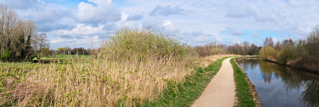 Panorama View Of The Trent And Mersey Canal In Cheshire UK