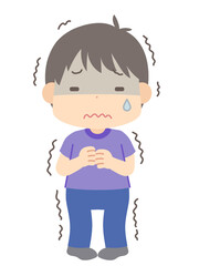 震える男の子のイラスト