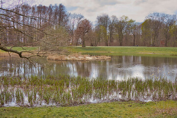 Teich an der Rosentalwiese, Park Rosental in Leipzig, Sachsen
