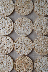 rice cakes on a wooden background