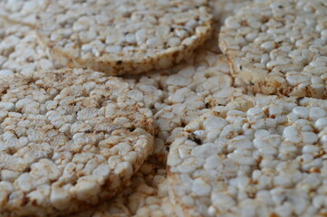 rice cakes on a wooden background