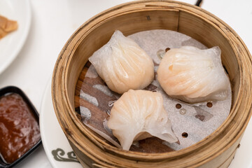 Steamed Shrimp Dumplings, or Dim Sum
