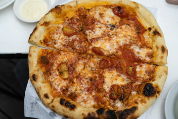 A whole pepperoni pizza