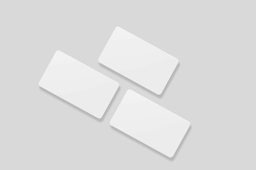 Floating blank business card for mockup. 3D Render.